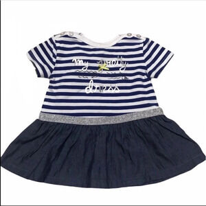 Absorba Paris Striped Jean Dress Size 3-6mos